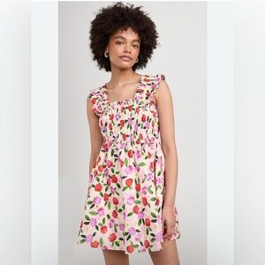 English Factory Women Cream Colorful Flower Sleeveless Ruffled Mini Dress Size S